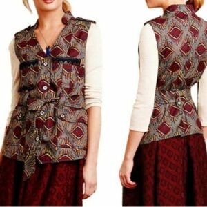 ANTHROPOLOGIE// Elevenses Quilted Printed Aztec Inspired Vest